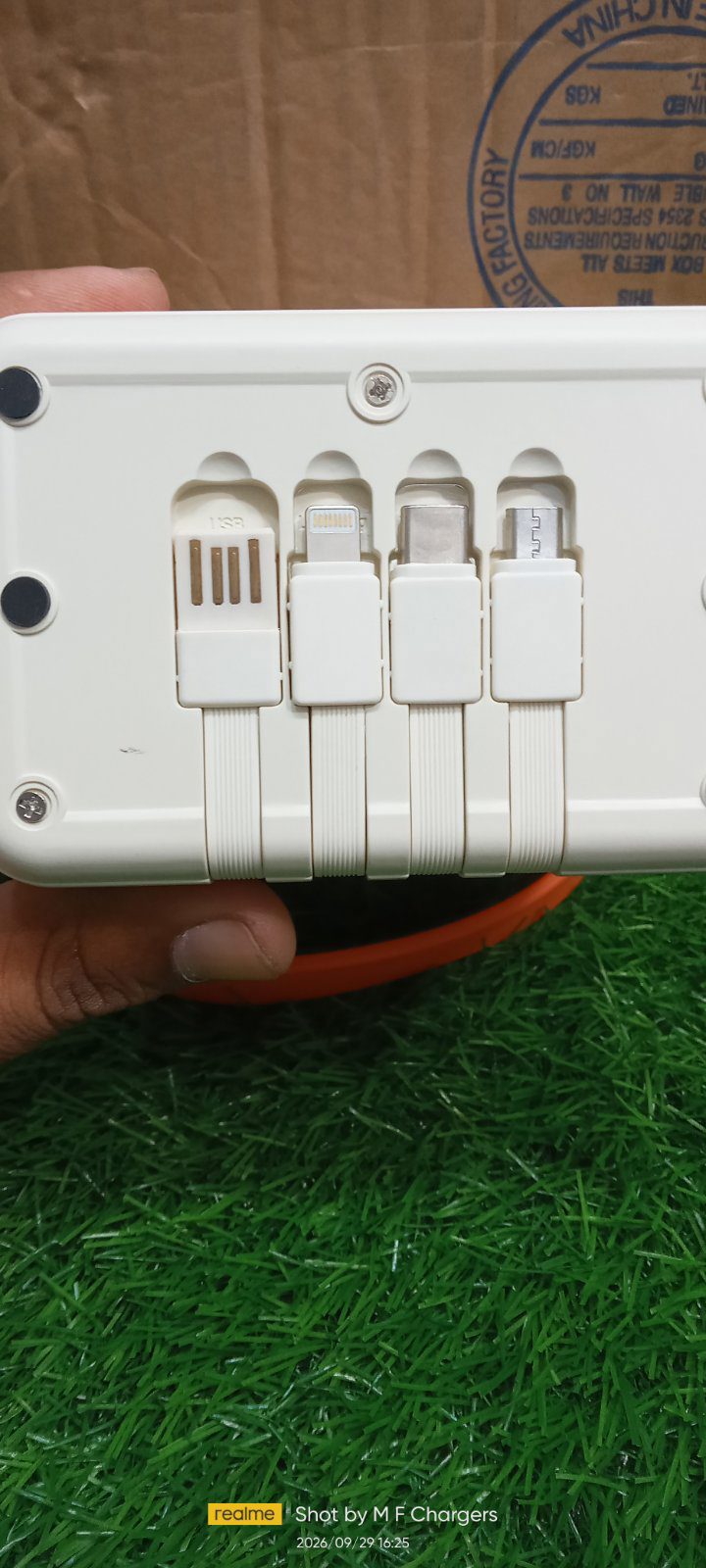 Built-in USB, iP, Type-C and Micro cables of portable power bank - M F Chargers