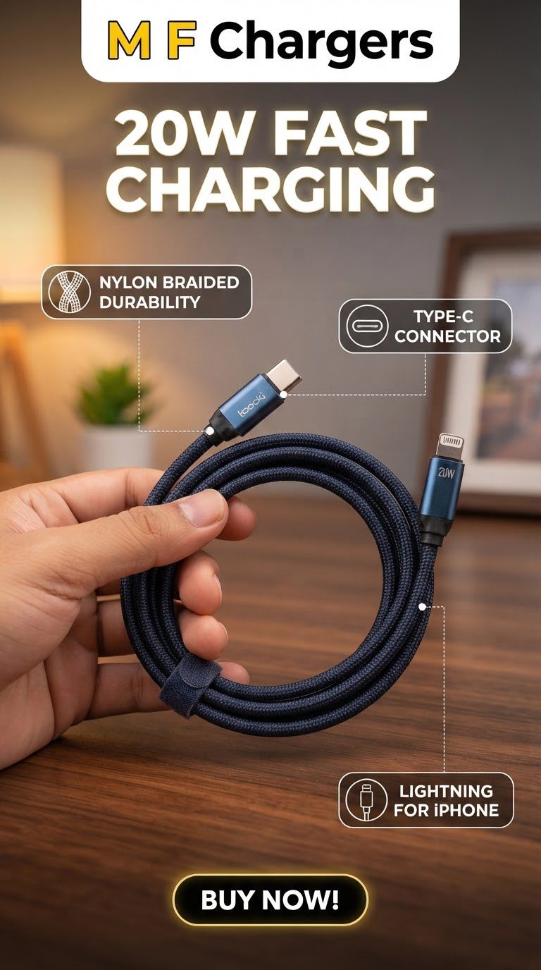 2M 20W Fast Charging Cable | M F Chargers Karachi