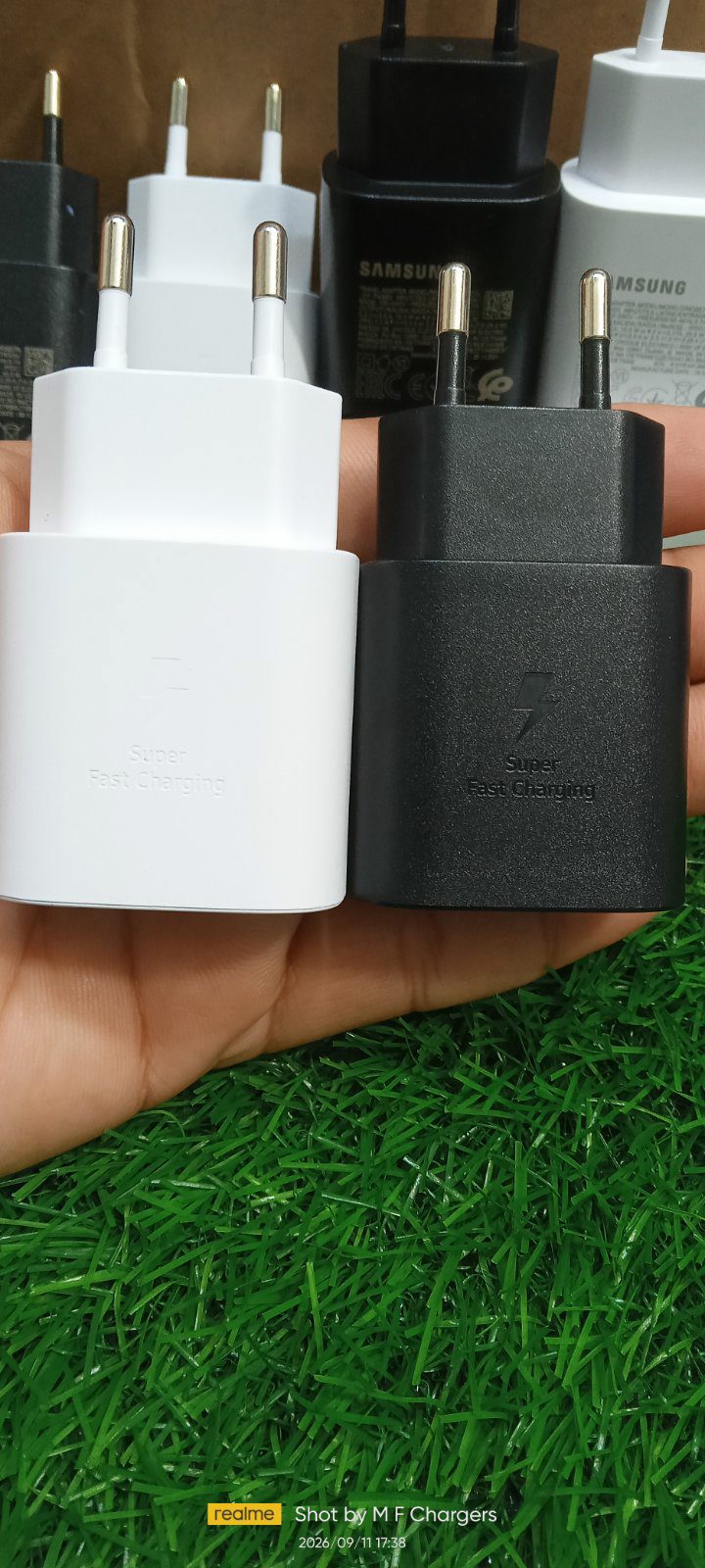 Samsung 25W original power adapter side angle finishing - M F Chargers
