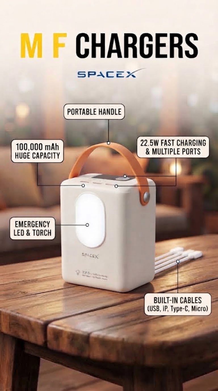 100000mAh Monster Outdoor LED Power Bank with 4 Built-in Cables