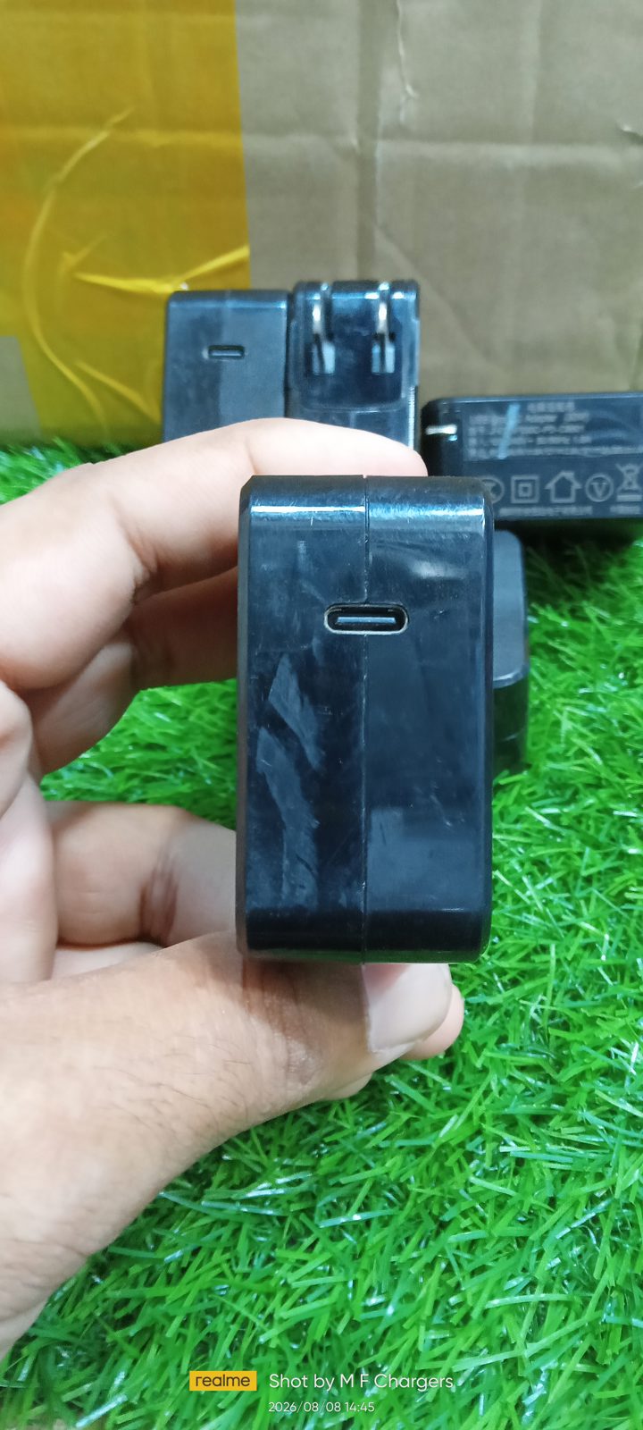 ​M F Chargers front close-up highlighting the USB Type-C charging port.